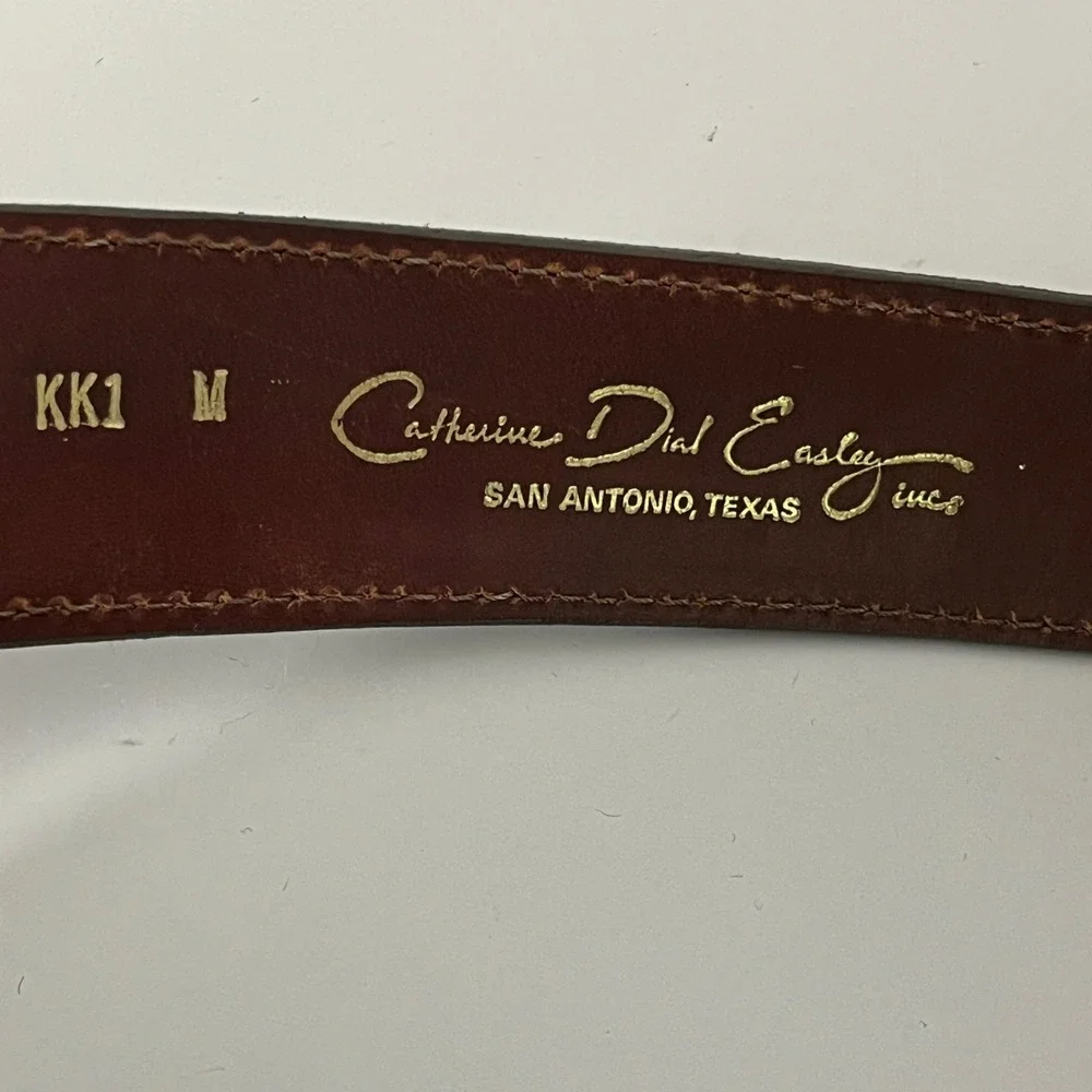 Catherine Dial Easley Leather Belt‎ Womens M Brown Brass Buckle Italy KK1